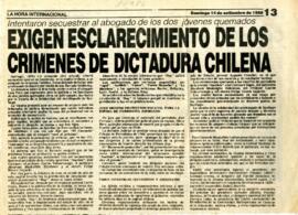 Exigen esclarecimiento de los crímenes de dictadura Chilena