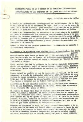 Documento final de la V sesión de la Comisión Internacional Investigadora de los Crímenes de la J...