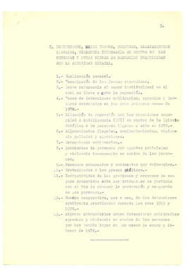 Memorándum acerca de las violaciones a los derechos humanos en Chile en diferentes campos de acci...