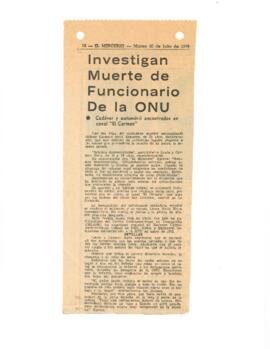 Investigan muerte de funcionario de la ONU