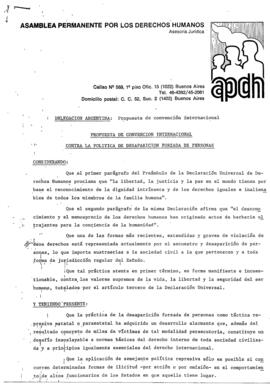 Propuesta de Convención Internacional Contra la Política de Desaparición Forzada de Personas