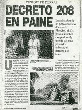Despojo de tierras: Decreto 208 en Paine