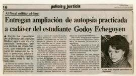 Entregan ampliación de autopsia practicada a cadáver del estudiante Godoy Echegoyen