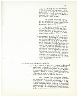 Leyes, proyectos de ley y medidas administrativas durante la Administración Frei en beneficio del...