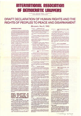 Draft declaration of human rights and the rights of people to peace and disarmament (1)