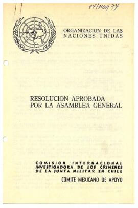 Resolución aprobada por la Asamblea General. Comisión internacional investigadora de los Crímenes...