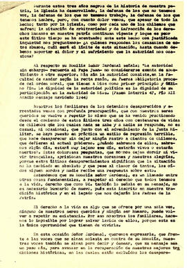 Carta abierta de los Familiares de Presos Políticos y desaparecidos al Cardenal Raúl Silva Henríq...