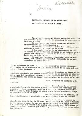 Contra el Espanto de la Represión, la Resistencia Actúa y Crece.