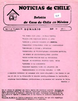 Noticias de Chile.  N°17. Año I.  Del 4 al 10 de enero de 1985