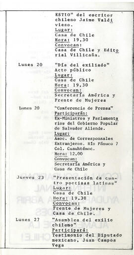 Jornada de Solidaridad con Chile. Agosto 1984. (4)