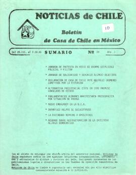 Noticias de Chile. N°29. Año I. Del 29 de marzo al 7 de abril de 1985.