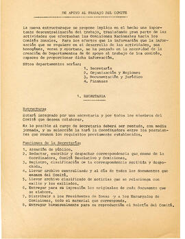 Proposiciones de modificaciones a la estructura orgánica del Comité Pro Retorno de exiliados (19)