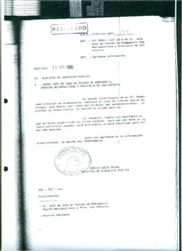 Oficio reservado N° 148 del Ministerio de Educación
