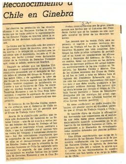 Reconocimiento a Chile en Ginebra