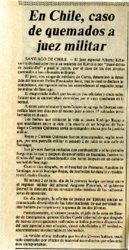 En Chile, caso quemados a juez Militar