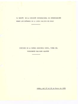 Discurso de la señora Hortensia Bussi, viuda del Presidente Salvador Allende