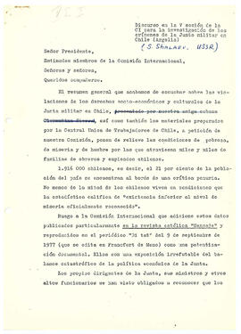 Señor Presidente, Estimados miembros de la Comisión Internacional, Señoras y señores, Queridos co...