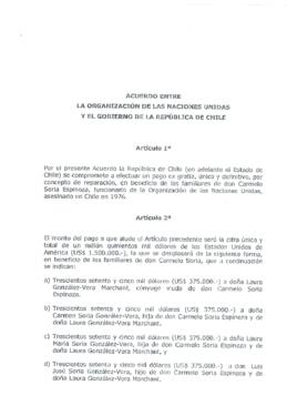Acuerdo entre la Organización de las Naciones Unidas y el Gobierno de la República de Chile