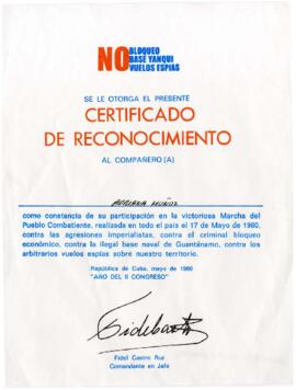 Certificado de Reconocimiento