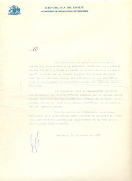Expediente N°10 del Ministro de Relaciones Exteriores