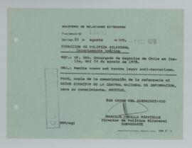 [Memorandum N°13882 - Ministerio de Relaciones Exteriores - Dirección de Política Bilateral, Depa...