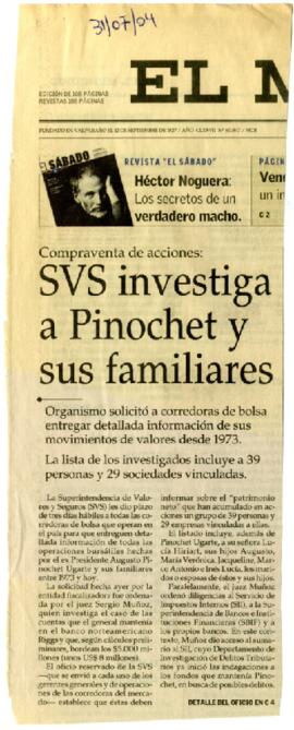 Compra venta de acciones: SVS investiga a Pinochet y sus familiares.