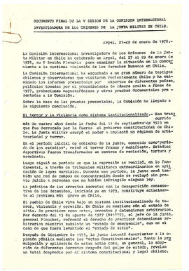 Documento final de la V sesión de la Comisión Internacional Investigadora de los Crímenes de la J...