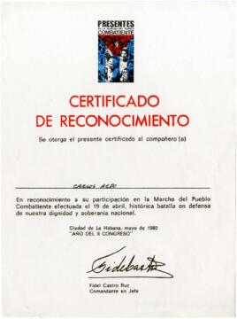 Certificado de Reconocimiento