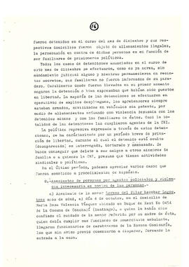 Memorándum acerca de las violaciones a los derechos humanos en Chile en diferentes campos de acci...