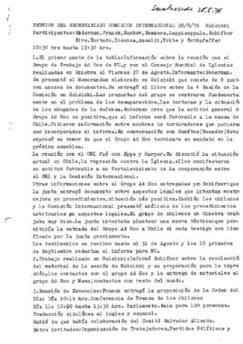 Reunión del secretariado de la Comisión Internacional. Helsinki, 28/8/76