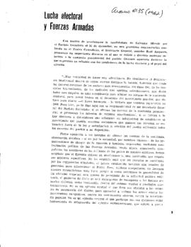 Lucha Electoral y Fuerzas Armadas