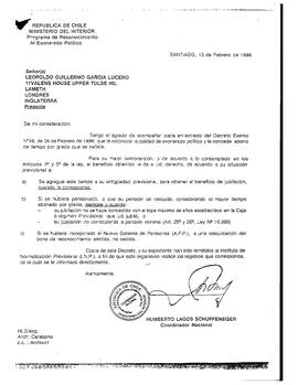 Carta del Ministerio del Interior a Leopoldo García Lucero (1)