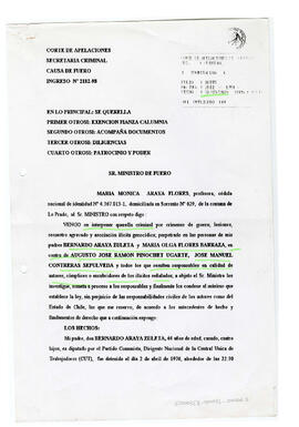 Corte de Apelaciones, Secretaría Criminal, Causa de Fuero, Ingreso N°2182-98 (1)