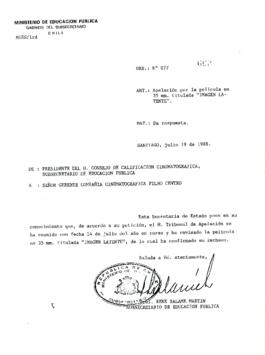 Ord N° 77. Esta secretaría de estado pone en su conocimiento...