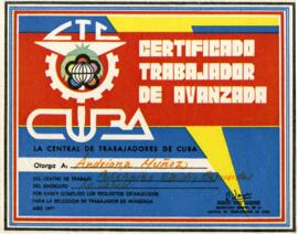Certificado de trabajador de avanzada