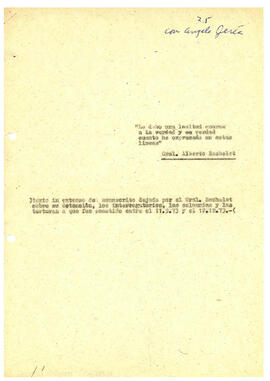 Texto in extenso del manuscrito dejado por el Gral. Bachelet sobre su detención, los interrogator...