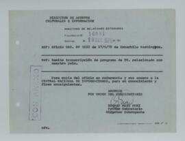 [Memorandum N°16081 - Ministerio de Relaciones Exteriores - Dirección de Asuntos Culturales e Inf...