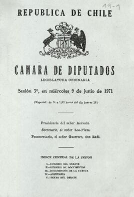 Intervención del diputado Andrés Aylwin Azócar en la Cámara de Diputados, el 9 de junio de 1971