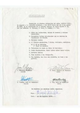Certificado. Inventario de efectos...