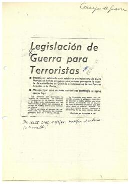 Legislación de guerra para terroristas