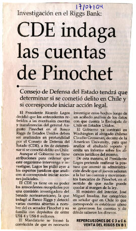 Consejo de Defensa del Estado indaga las cuentas de Pinochet (1)
