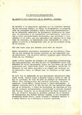 Los Detenidos Desaparecidos. El capítulo más dramático de la tragedia chilena. (1)