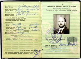 Documento de viaje de Javier Ossandón Correa