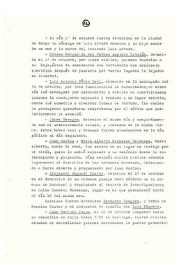 Memorándum acerca de las violaciones a los derechos humanos en Chile en diferentes campos de acci...