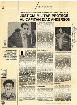 “Justicia Militar protege al Capitán Díaz Anderson”, (1)