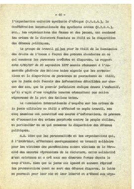 Le regime de terreur au Chile et la disparation des déteneus politiques. (46)