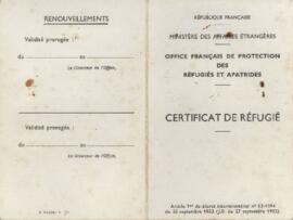 Certificat de Réfugié de la Oficina Francesa de Protección