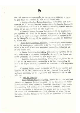 Memorándum acerca de las violaciones a los derechos humanos en Chile en diferentes campos de acci...