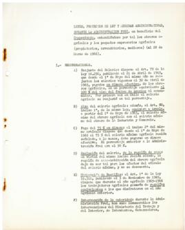 Leyes, proyectos de ley y medidas administrativas durante la Administración Frei en beneficio del...