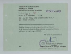 [Memorandum Reservado N°127 - Ministerio de Relaciones Exteriores - Dirección de Política Bilater...